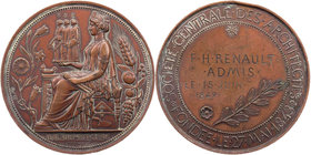 HANDWERK, BRANCHEN, BERUFE ARCHITEKTUR
 Bronzemedaille o. J. (1845-1847) v. Eugène André Oudiné, bei Monnaie de Paris Prämie der Société centrale des...