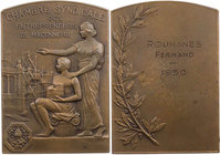 HANDWERK, BRANCHEN, BERUFE ARCHITEKTUR
 Bronzeplakette o. J. (vor 1924) v. Lucien-Jean Cariat, bei Arthus Bertrand, Paris Prämie der Chambre syndical...