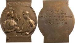 HANDWERK, BRANCHEN, BERUFE ARCHITEKTUR
 Bronzeplakette o. J. (vor 1949) v. Charles Samuel Prämie der Société central d'architecture de Belgique, Athe...