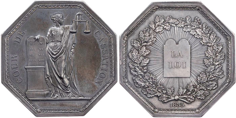 HANDWERK, BRANCHEN, BERUFE JURISPRUDENZ
 Achteckige Silbermedaille "1835" ohne ...