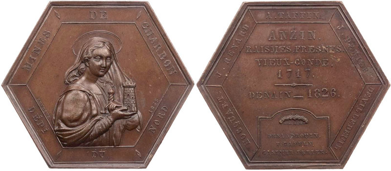 AUSBEUTE EUROPA
Frankreich Sechseckige Bronzemedaille 1835 v. Pierre Lévêque, b...