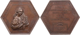 AUSBEUTE EUROPA
Frankreich Sechseckige Bronzemedaille 1835 v. Pierre Lévêque, bei Monnaie de Paris Auf die Kohlegruben des Departments Nord, Vs.: Hüf...