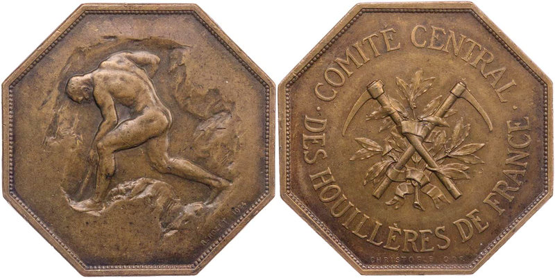 AUSBEUTE EUROPA
Frankreich Achteckige Bronzemedaille 1924 v. Renè Rozet, bei Ch...