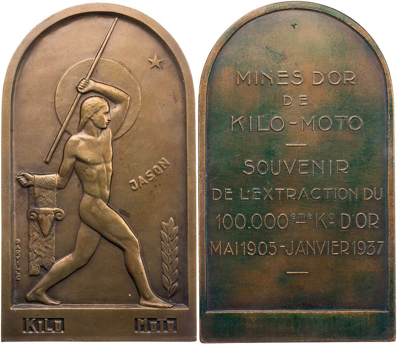 AUSBEUTE ÜBERSEE
Belgisch-Kongo Bronzeplakette 1937 v. Alphonse Darville, bei F...