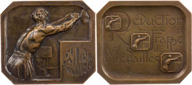 MÜNZ- UND GELDWESEN PRÄGESTÄTTEN UND MÜNZBESUCHE
Frankreich Bronzeplakette o. J. (1908) v. Alexandre Charpentier, bei Arthus Bertrand, Paris Werbepla...