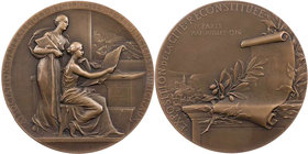 MEDIZIN UND SOZIALWESEN KRIEGSFÜRSORGE
Frankreich Bronzemedaille 1916 v. Léon Lamer, bei Monnaie de Paris Auf die Ausstellung "Exposition de la Cité ...