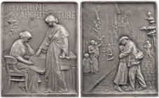 MEDIZIN UND SOZIALWESEN FRIEDENSFÜRSORGE
Frankreich Versilberte Bronzeplakette o. J. (vor 1911) v. Hippolyte Lefebvre Vs.: HYGIENE ARCHITECTURE, Salu...