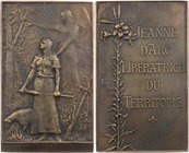 RELIGION HEILIGE / SELIGE
Jeanne d'Arc Bronzeplakette o. J. (Vs. 1899 / Rs. 1900) v. Jean-Baptiste Daniel-Dupuis, bei Monnaie de Paris Vs.: Engel wei...