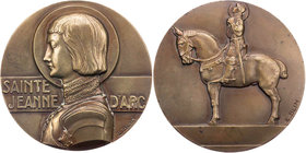 RELIGION HEILIGE / SELIGE
Jeanne d'Arc Bronzemedaille o. J. (1936) v. Édouard-Pierre Blin, bei Monnaie de Paris Vs.: nimbierte Büste der Jeanne d'Arc...