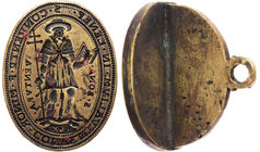 BRONZESIEGEL DEUTSCHLAND
Lennep (Stadt Remscheid), Kloster der Minoriten (Schwarze Franziskaner). Ovale Siegelplatte 1642 mit halbkreisförmigem Griff...