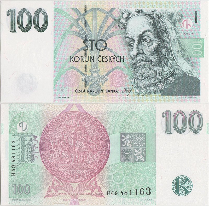 Czech Republic 100 Korun 1997
P# 18;140x69mm; Unc