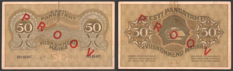 Estonia 50 Marka 1919 Specimen Rare
P# 55s; № 00146407