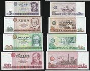 Germany Democratic Republic Lot of 4 Banknotes 1971 - 1975 Replacement Note
5 - 10 - 20 - 50 Mark; P# 27 - 30