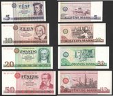 Germany Democratic Republic Lot of 7 Banknotes 5, 10, 20, 50, 100, 200 & 500 Mark 1975 - 1985
P# 27, 28, 29, 30, 31, 32, 33; UNC-