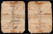 Russia 25 Roubles 1813
P# A10b. 1803-1818. Rare. Text without frame. 2 handwritten signatures. Back: 1 handwritten signature. White. Issued with clip...