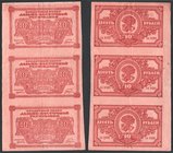 Russia Far East Provisional Goverment 10 Roubles 1920 Uncut Sheet of 3
P# S1204; № АА 01002-01005-01008