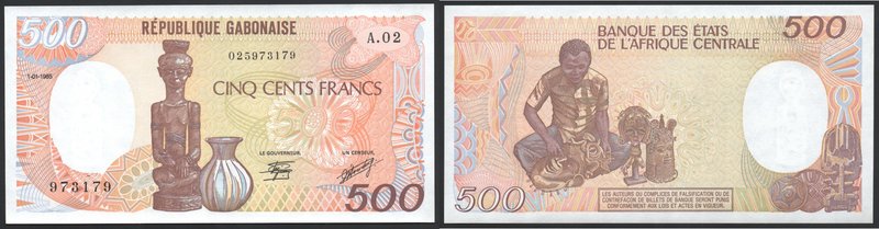 Gabon 500 Francs 1985
P# 14c; № A02-025973179; UNC