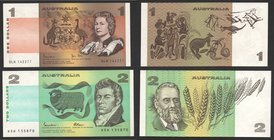 Australia 1 & 2 Dollars 1974 - 1985
P# 42, 43; UNC; Set 2 PCS