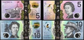 Australia Lot of 2 Banknotes 5 Dollars 2016 & 10 Dollars 2017
P# 62, 63; UNC; Polymer