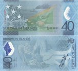 Solomon Islands 40 Dollars 2018
146x67mm; 40 Years of Independence; Anniversary Polymer; Unc