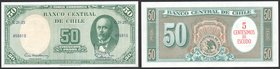 Chile 5 Centesimos on 50 Pesos 1960 - 1961
P# 126; № С21-25-856810; UNC