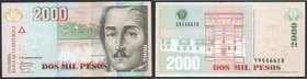 Colombia 2000 Pesos 2012
P# 457t; № 59446618; UNC