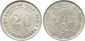 China - Kwangtung 20 Cents 1920 (9)
Y# 423; Silver; AUNC-UNC