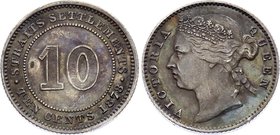Straits Settlements 10 Cents 1878
KM# 11; Silver; Victoria; XF