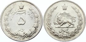 Iran 5 Rial 1932 AH 1311
KM# 1131; Silver; Rezā Pahlavī; AUNC