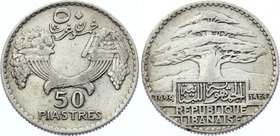 Lebanon 50 Piastres 1929
KM# 8; Silver; VF