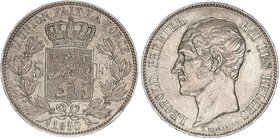 Belgium 5 Francs 1850
KM# 17; Silver; Bold Head; XF Nice Toning