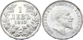 Bulgaria 1 Lev 1910 Proof
KM# 28; Silver; Ferdinand I; UNC with minor hairlines