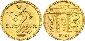 Danzig 25 Gulden 1923 PROOF
KM# 148; J. D10; Gold