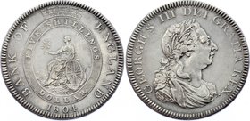 Great Britain Bank Dollar / 5 Shillings 1804
KM# Tn1, Dav# 101; George III. Laureate head right. Reverse: Britannia seated with shield left. Silver, ...