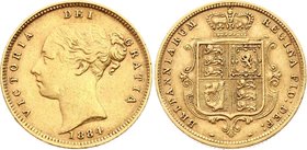 Great Britain 1/2 Sovereign 1884
KM# 735.1; Gold (.917) - 3.99g. 1884 is much rarer than the mintage figure indicates - 550$ according to NGC price g...