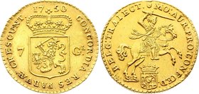 Netherlands Utrecht 7 Gulden 1750 Provincial
KM# 103; Gold (.917) 4.89 g. AUNC Lustrous