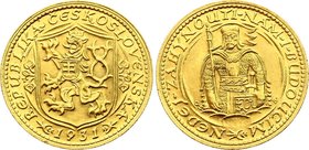 Czechoslovakia 1 Dukat 1931
KM# 8, Fr# 2; Gold (.986), 3.49g. Mintage 43482. UNC. Svatováclavský dukát.