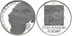 Czech Republic 200 Korun 2000 PROOF
KM# 47; Silver Proof; Mintage 2.900; 100th Anniversary of the Birth of Vítězslav Nezval; Scarce