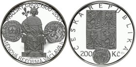 Czech Republic 200 Korun 2000 PROOF
KM# 46; Silver Proof; Mintage 3.400; Currency Reform of Wenceslaus II; Scarce