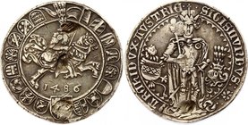 Holy Roman Empire Guldiner 1486 Limoges Mint Chopmarks
Erzherzog Sigismund von Tirol, 1477-1496, Hall. Dav# 8087; Silver, 31.18g. XF. Not described a...