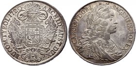Holy Roman Empire Thaler 1720 Wien
Dav# 1037, Her# 297; Silver, 28.95g. Karl VI (1711-1740). AR RDR Taler 1720 Wien Mint. XF-AUNC, full mint luster a...