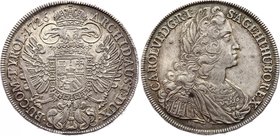 Holy Roman Empire Thaler 1726 Wien
Dav# 1037, Her# 303; Silver, 29.10g. Karl VI (1711-1740). AR RDR Taler 1726 Wien Mint. AUNC, full mint luster and ...