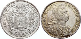 Holy Roman Empire Thaler 1740 Wien
Dav# 1038, Her# 317; Silver, 28.75g. Karl VI (1711-1740). AR RDR Taler 1740 Wien Mint. Last year of Reign! AU-UNC,...