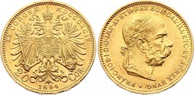 Austria 20 Corona 1894
KM# 2806; Gold (.900) 6.78g 21mm; Franz Joseph I