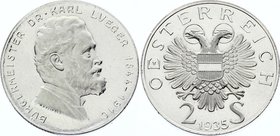 Austria 2 Schilling 1935
KM# 2855; Proof Plate Silver; 25th Anniversary - Death of Karl Lueger