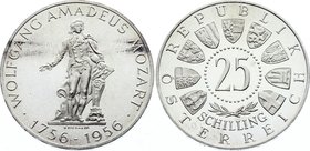 Austria 25 Schilling 1956
KM# 2881; Proof Plate Silver; 200th Anniversary of Wolfgang Amadeus Mozart