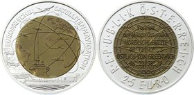Austria 25 Euro 2006 Silver-Niobium
KM# 3135; European Satellite Navigation; Bimetallic: niobium center in silver (.900) ring • 17.15 g • ⌀ 34 mm...