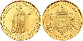 Hungary 20 Korona 1895 KB - Kremnitz
KM# 486; Franz Joseph I, Kremnitz. Gold (.900) 6,78g. AUNC.