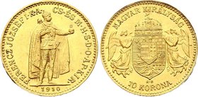 Hungary 10 Korona 1910 KB - Kremnitz
KM# 485; Gold (.900) 3.39g 19mm; Franz Joseph I