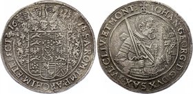 German States Saxony Albertine Thaler 1618 Swan Dresden
KM# 90, Dav# 7591; Silver, XF. Sachsen-Kurlinie ab 1547 (Albertiner) Johann Georg I. (1611-) ...